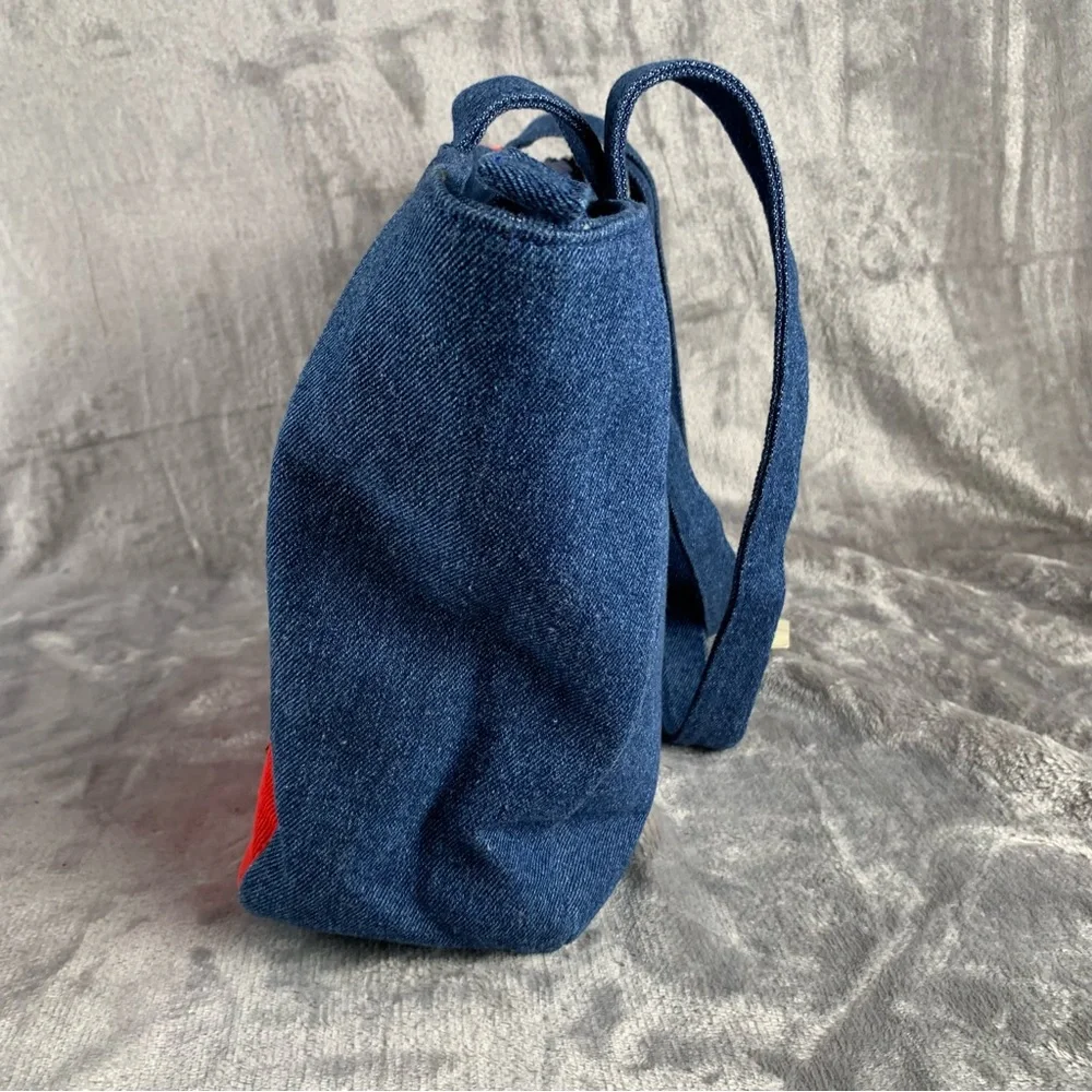 Kim Rogers Denim Tote Bag Christmas Themed Applique Embroidered New With Tag Vtg